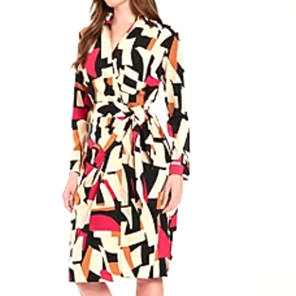 Clover‎ & Sloane Dress, NEW! Size 14, Abstract Print, Midi